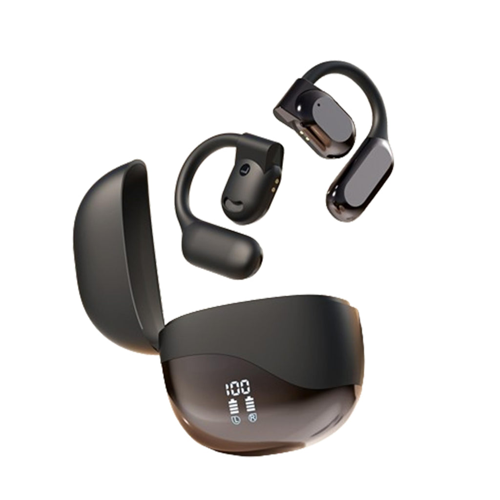 Wireless Earbuds Open Ear Earhooks Headphones Air Conduction Headphones LED Power Display Earphones Sport Bluetooth 5.3 Headphones (Black)