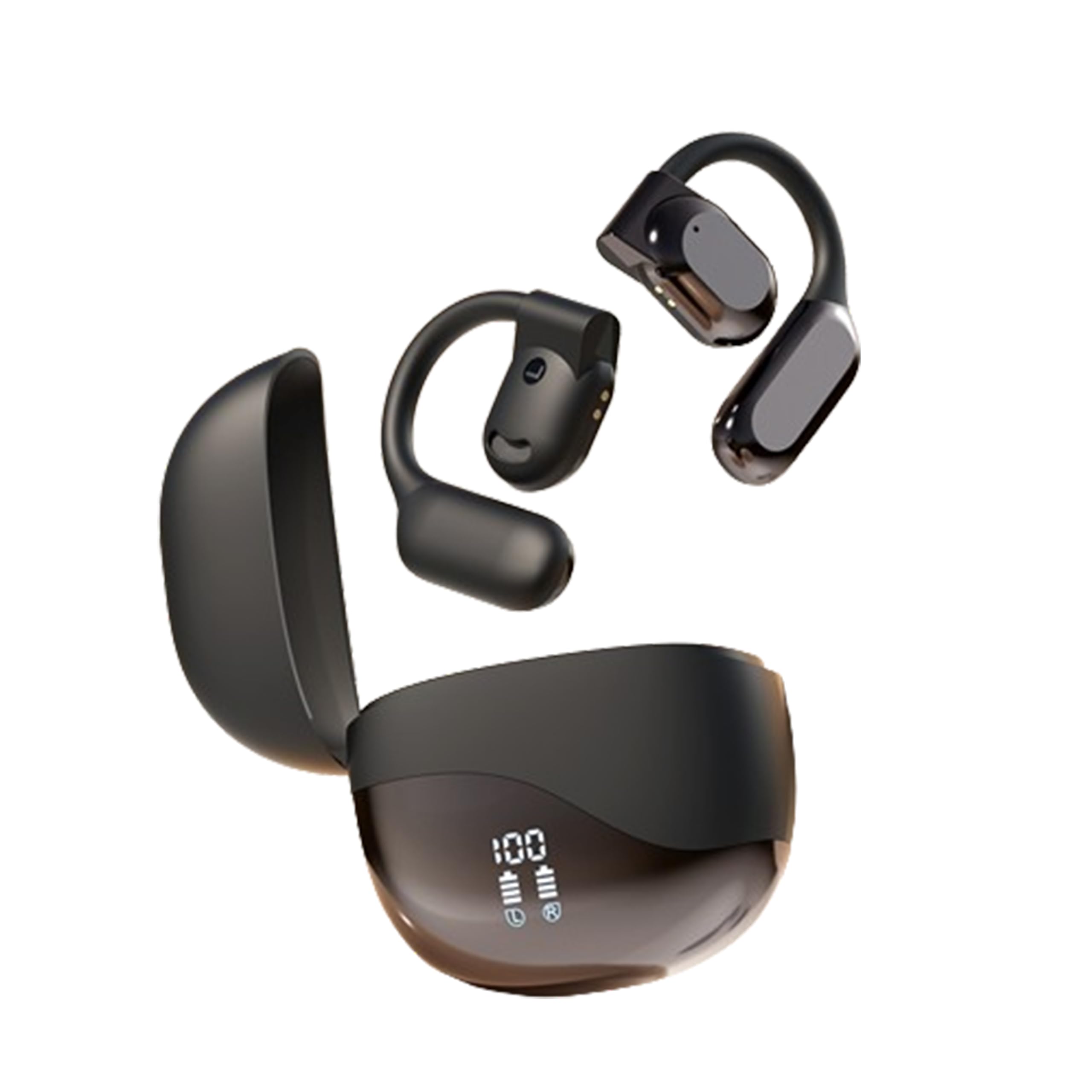 Wireless Earbuds Open Ear Earhooks Headphones Air Conduction Headphones LED Power Display Earphones Sport Bluetooth 5.3 Headphones (Black)