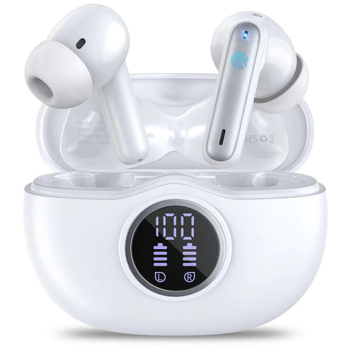 HKERR Wireless Earbuds Bluetooth 5.3 Headphones with 4 Mics ENC Noise Cancelling Wireless Headphones IPX7 Waterproof Earbuds 50H Deep Bass Sport Bluetooth Earbuds for Sports Workout