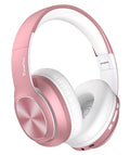 TuneFlux Wireless Bluetooth Headphones Over Ear 80H Playtime 3EQ Sound Modes HiFi Stereo Headphones with Deep Bass Foldable Bluetooth 5.3 Headphones for Smartphone/PC/Computer-Rose Gold